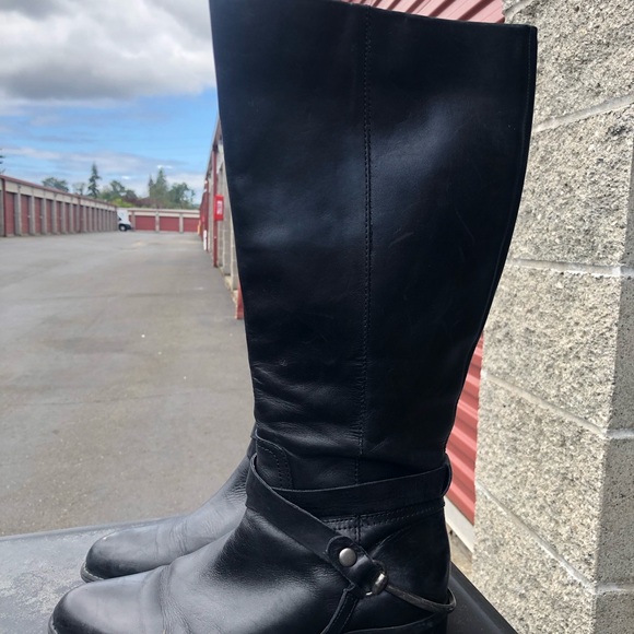 Franco Sarto Circuit Women’s Black Leather Tall Buckle Ride Boots Size 10M - Picture 4 of 14